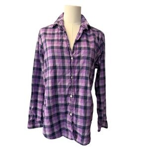 Grayson The Hero Purple Plaid Cotton Button Down Shirt Womens Size 2 Minimalist